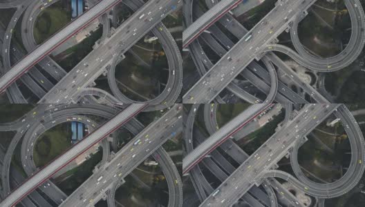 鸟瞰图复杂的天桥和繁忙的交通高清在线视频素材下载