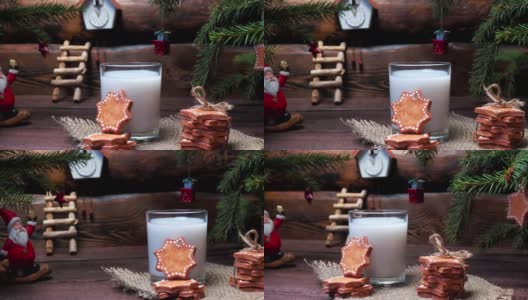给圣诞老人的牛奶和饼干高清在线视频素材下载
