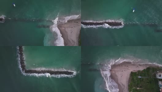 佛罗里达海滩防波堤-无人机4k高清在线视频素材下载