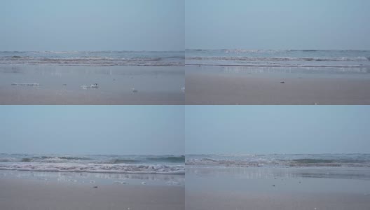 海滩上海浪的水平视图高清在线视频素材下载