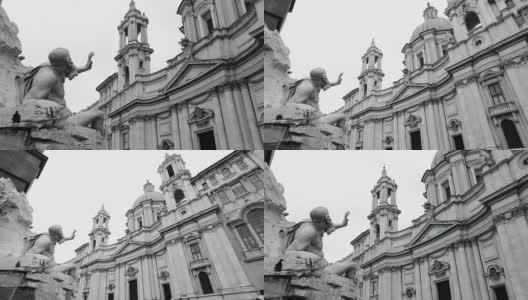 贝尔尼尼和博罗米尼在纳沃纳广场的杰作高清在线视频素材下载