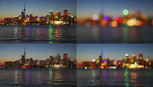 多伦多金融区城市夜景照明高清在线视频素材下载