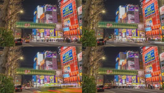 日本东京秋叶原地区的4K延时摄影。秋叶原是著名的电子产品和动漫购物中心。高清在线视频素材下载