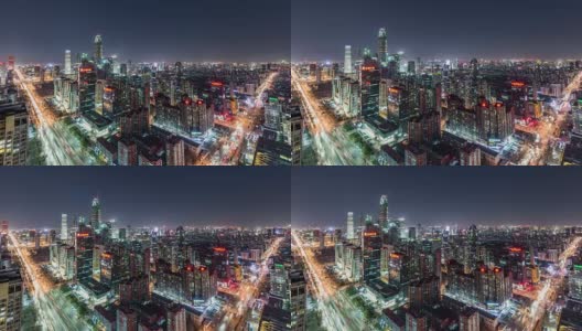T/L WS HA ZI北京CBD和夜间交通/北京，中国高清在线视频素材下载