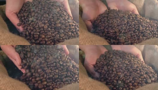 两段以慢镜头展示咖啡豆的视频高清在线视频素材下载