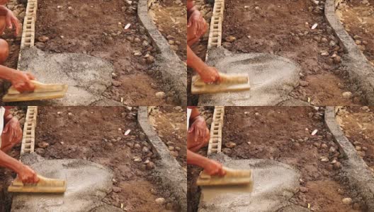 铺装用的混凝土灌浆高清在线视频素材下载