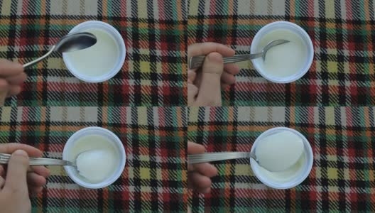 塑料杯里的保加利亚酸奶高清在线视频素材下载