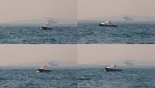 博斯普鲁斯海峡上的渔船-伊斯坦布尔的视角高清在线视频素材下载