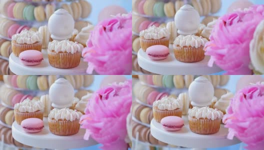 美味的婚宴糖果吧甜品桌高清在线视频素材下载