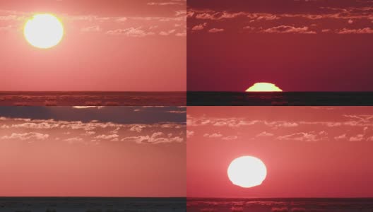 在博茨瓦纳的Makgadikgadi草原上，太阳在美丽的红色天空下缓缓升起高清在线视频素材下载