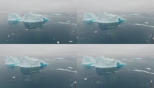 格陵兰岛北冰洋冰山的鸟瞰图高清在线视频素材下载