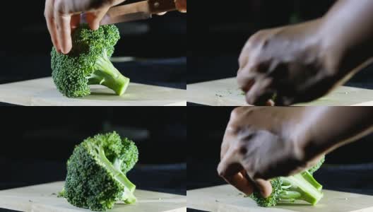 用切菜板切花椰菜高清在线视频素材下载