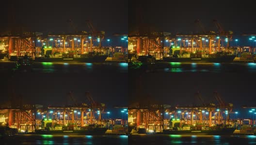 夜深城市工作港口工业全景4k时间中国高清在线视频素材下载