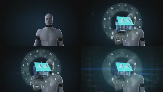 机器人、半机械人触摸物联网、智能家电、物联网、人工智能。高清在线视频素材下载