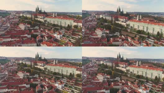 布拉格全景，布拉格城堡和伏尔塔瓦河，捷克共和国，布拉格高清在线视频素材下载
