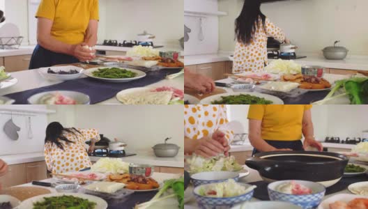 中国妇女在厨房准备新年食物高清在线视频素材下载