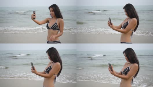 女孩拍照前拍身体照高清在线视频素材下载