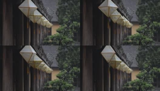 越南顺化市的纸灯笼在季风暴雨中被淋湿。高清在线视频素材下载