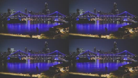 故事桥和布里斯班天际线的高清镜头，昆士兰，澳大利亚高清在线视频素材下载