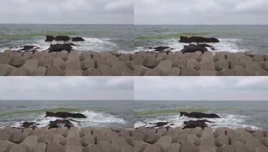 木浪在青岛八大关附近的海浪高清在线视频素材下载