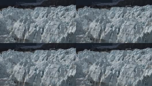 锯齿状的冰峰，在玛格丽冰川上形成独特的纹理。高清在线视频素材下载
