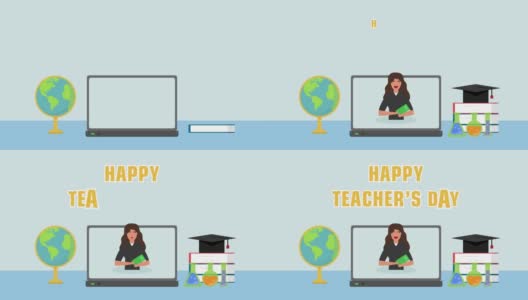女老师带着教师节快乐的短信高清在线视频素材下载