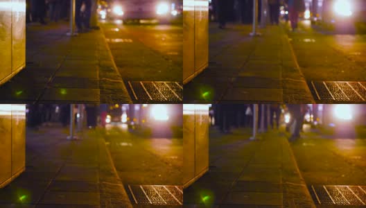 晚上在公交站的腿和影子高清在线视频素材下载