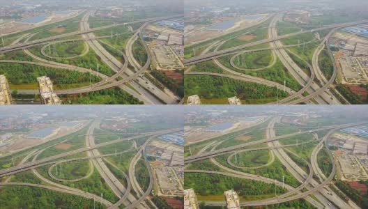 白天武汉城市车流交汇处航拍4k中国全景图高清在线视频素材下载