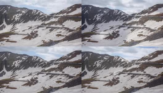 白雪皑皑的冬季高加索山脉史诗般的时光流逝白种人的美丽自然格鲁吉亚文化高清在线视频素材下载