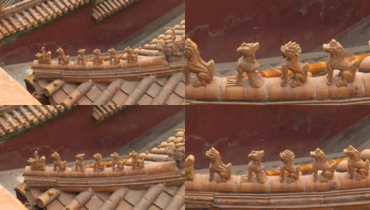 屋顶上的陶瓷动物高清在线视频素材下载