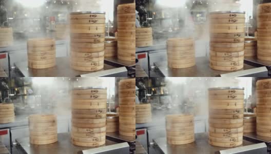 厨房里的竹蒸笼高清在线视频素材下载