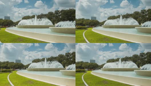 Mecom喷泉Hermann公园休斯顿德州Panning交通高清在线视频素材下载