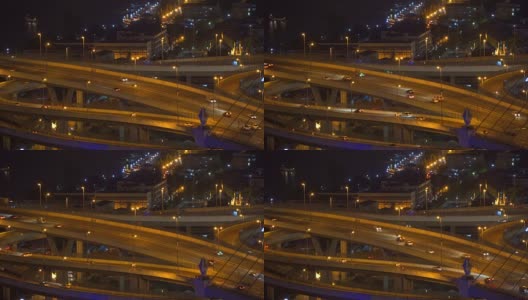 汽车行驶在道路和高速公路上的曼谷市在晚上的交通概念，泰国高清在线视频素材下载