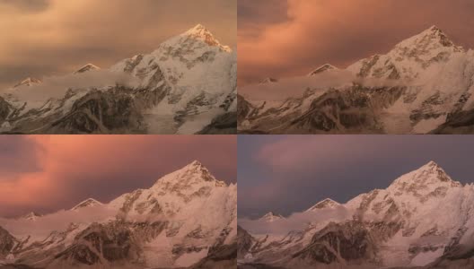 珠穆朗玛峰的晚霞高清在线视频素材下载