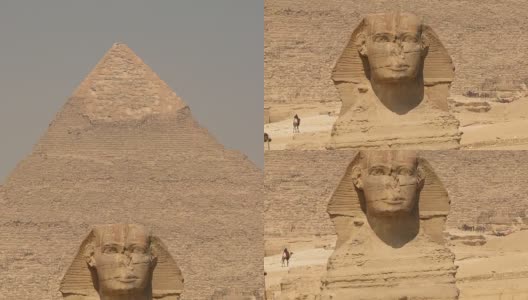 狮身人面像和埃及开罗吉萨的大金字塔高清在线视频素材下载