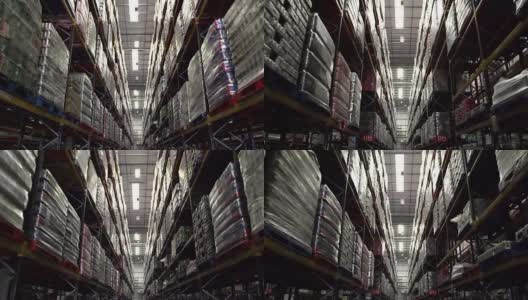 沿着一个仓库的过道移动，用R3D拍摄高清在线视频素材下载