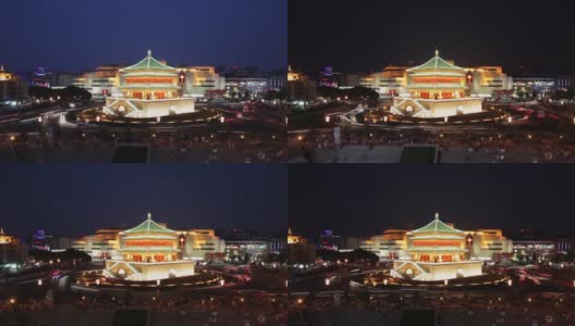 中国西安钟楼夜景的时间流逝。高清在线视频素材下载