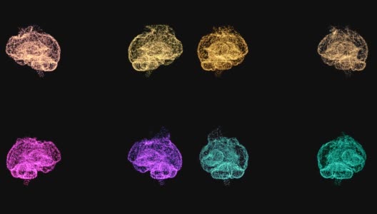 抽象视频显示健康的大脑和有疾病的大脑之间的区别，在空间旋转的全息图。高清在线视频素材下载