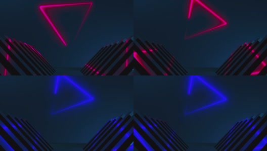 空间霓虹合成，电脑生成。虚拟背景的三维渲染高清在线视频素材下载