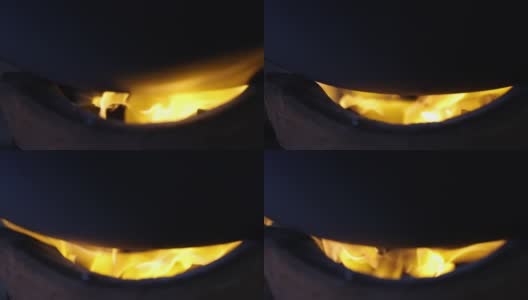 4K动作木炭炉与火的咒语。高清在线视频素材下载