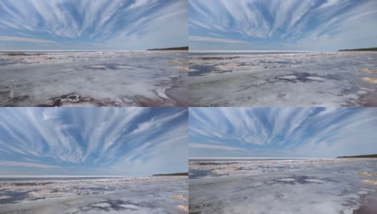 冻结的海面上有美丽的云朵形状高清在线视频素材下载
