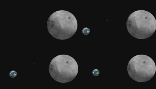月球绕地球运行的美丽太空景象。超逼真的3D动画，太阳系，行星月亮，太阳，和地球，地球与月亮和太阳的动画。高清在线视频素材下载