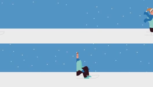快乐圣诞动画与男人在雪橇雪景场景高清在线视频素材下载