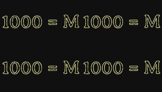 表示“千”的阿拉伯和罗马数字。抽象孤立模糊的节日彩灯以数字的形式出现。高清在线视频素材下载