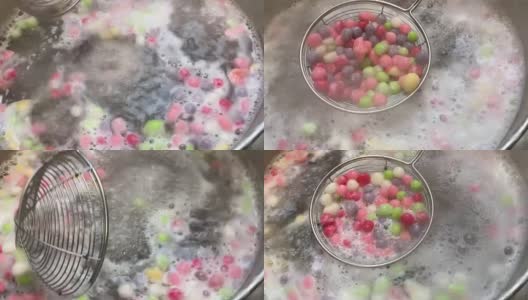 彩色面粉煮球是著名的泰国甜点高清在线视频素材下载