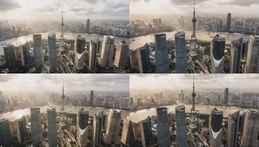 T/L WS HA ZI现代摩天大楼与移动的云/中国上海高清在线视频素材下载