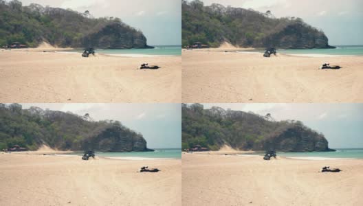 度假期间沙滩沙滩车高清在线视频素材下载