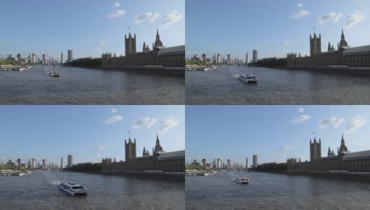渡船经过伦敦议会大厦前高清在线视频素材下载