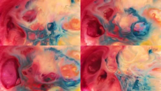 流体艺术滴扩大多彩的宇宙混沌漩涡抽象美丽的纹理流动背景高清在线视频素材下载