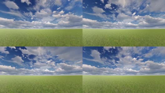 绿草地，蓝天白云高清在线视频素材下载